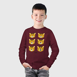 Лонгслив хлопковый детский Tiger Rawr, цвет: меланж-бордовый — фото 2