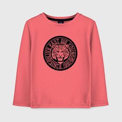 Лонгслив хлопковый детский Живи быстро, умри молодым, цвет: коралловый