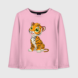 Лонгслив хлопковый детский Малыш Тигр, цвет: светло-розовый
