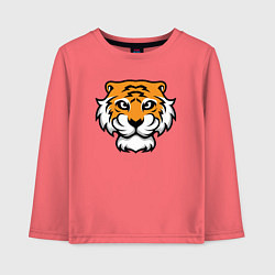Лонгслив хлопковый детский Забавный Тигр, цвет: коралловый