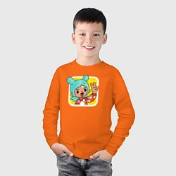Лонгслив хлопковый детский Icon Toca Boca, цвет: оранжевый — фото 2