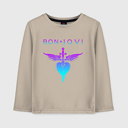 Лонгслив хлопковый детский BON JOVI NEON LOGO HEART, цвет: миндальный