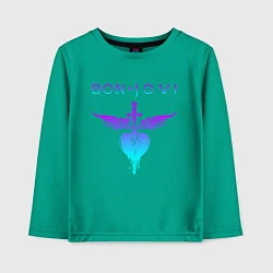 Лонгслив хлопковый детский BON JOVI NEON LOGO HEART, цвет: зеленый