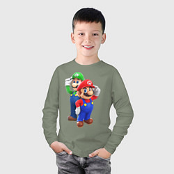 Лонгслив хлопковый детский Mario Bros, цвет: авокадо — фото 2