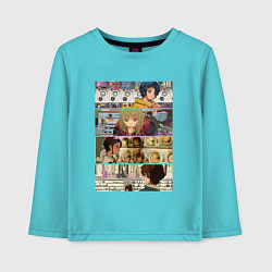 Лонгслив хлопковый детский Ай, Нейро, Момоэ и Нейру, цвет: бирюзовый