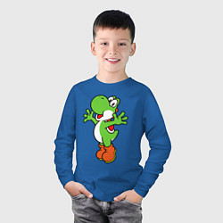 Лонгслив хлопковый детский Yoshi, цвет: синий — фото 2