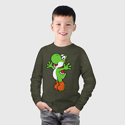 Лонгслив хлопковый детский Yoshi, цвет: меланж-хаки — фото 2