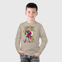 Лонгслив хлопковый детский Скелетон хоккеист, цвет: миндальный — фото 2