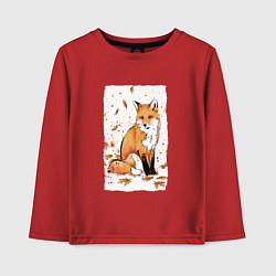 Лонгслив хлопковый детский ЛИСА В ЛИСТЬЯХ ОСЕННЕЕ НАСТРОНИЕ FOX IN THE FOREST, цвет: красный