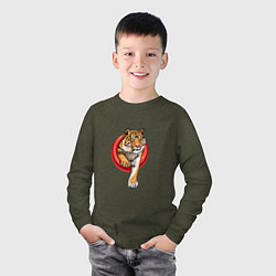Лонгслив хлопковый детский Wilking Tiger, цвет: меланж-хаки — фото 2