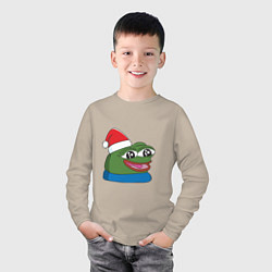 Лонгслив хлопковый детский Pepe, pepe happy, Пепе хеппи, pepe happy new year, цвет: миндальный — фото 2