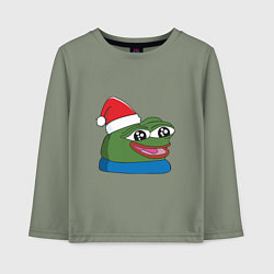 Лонгслив хлопковый детский Pepe, pepe happy, Пепе хеппи, pepe happy new year, цвет: авокадо