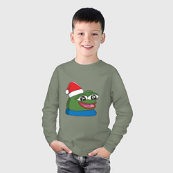 Лонгслив хлопковый детский Pepe, pepe happy, Пепе хеппи, pepe happy new year, цвет: авокадо — фото 2