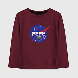 Лонгслив хлопковый детский Pepe Pepe space Nasa, цвет: меланж-бордовый