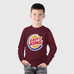 Лонгслив хлопковый детский Drift король, цвет: меланж-бордовый — фото 2