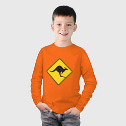 Лонгслив хлопковый детский Кенгуру DANGER 2 - 3D, цвет: оранжевый — фото 2