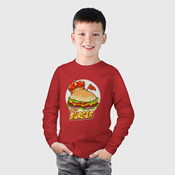 Лонгслив хлопковый детский Королевский бургер, цвет: красный — фото 2