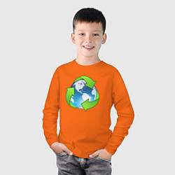 Лонгслив хлопковый детский Земля Экология, цвет: оранжевый — фото 2