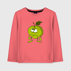 Лонгслив хлопковый детский Злое яблоко, цвет: коралловый