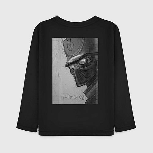Детский лонгслив Поручик - русский супергерой 1812 год / Черный – фото 2