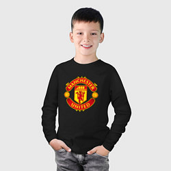 Лонгслив хлопковый детский Манчестер Юнайтед логотип, цвет: черный — фото 2