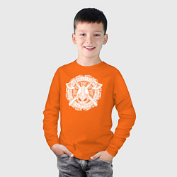 Лонгслив хлопковый детский Руны, топоры и шлем, цвет: оранжевый — фото 2