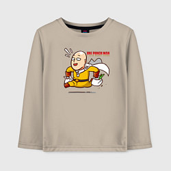 Детский лонгслив Счастливый Сайтама с пакетами продуктов One Punch-