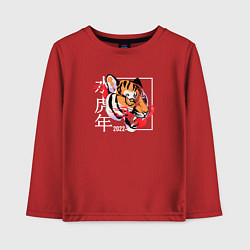 Лонгслив хлопковый детский The Year of the Tiger 2022, цвет: красный