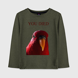 Лонгслив хлопковый детский Красный попугай, цвет: меланж-хаки