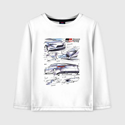 Лонгслив хлопковый детский Toyota Gazoo Racing sketch, цвет: белый