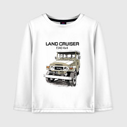 Лонгслив хлопковый детский Toyota Land Cruiser FJ 40 4X4 sketch, цвет: белый