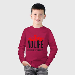 Лонгслив хлопковый детский No boxing No Life, цвет: маджента — фото 2