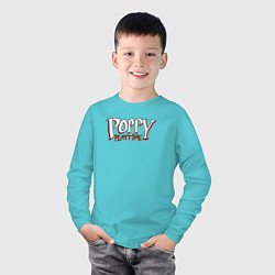 Лонгслив хлопковый детский Poppy Playtime Logo, цвет: бирюзовый — фото 2