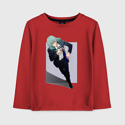 Лонгслив хлопковый детский Махито из Магической Битвы 1000 летний ребенок, цвет: красный