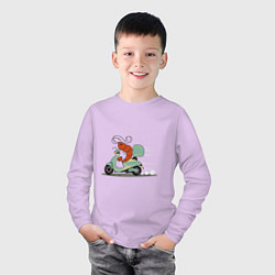 Лонгслив хлопковый детский Креветка на мопеде, цвет: лаванда — фото 2