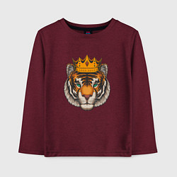Лонгслив хлопковый детский Тигр в короне Tiger in the crown, цвет: меланж-бордовый