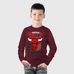 Лонгслив хлопковый детский Chicago Bulls NBA, цвет: меланж-бордовый — фото 2