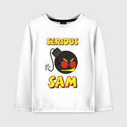 Лонгслив хлопковый детский Serious Sam Bomb Logo, цвет: белый