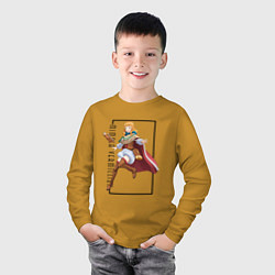 Лонгслив хлопковый детский Мимоза Вермиллион Черный клевер, цвет: горчичный — фото 2