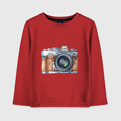 Лонгслив хлопковый детский Ретро фотокамера, цвет: красный