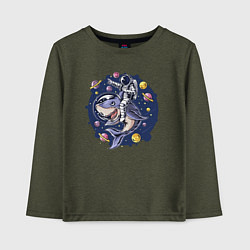 Детский лонгслив Космонавт верхом на акуле