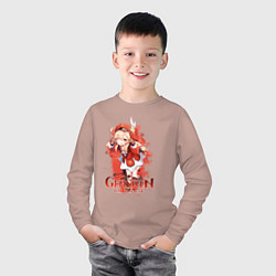 Лонгслив хлопковый детский Кли Klee Genshin Impact, цвет: пыльно-розовый — фото 2