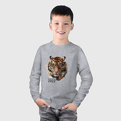 Лонгслив хлопковый детский Тигр 2022 символ, цвет: меланж — фото 2
