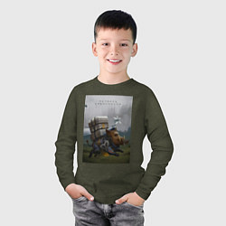 Лонгслив хлопковый детский Метнись кабанчиком, цвет: меланж-хаки — фото 2