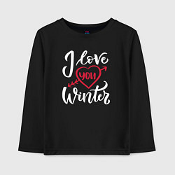 Лонгслив хлопковый детский Heart I love you winter, цвет: черный