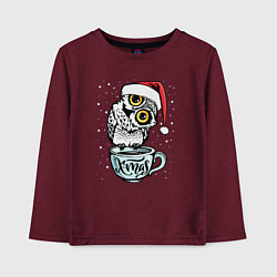 Лонгслив хлопковый детский X-mas Owl, цвет: меланж-бордовый