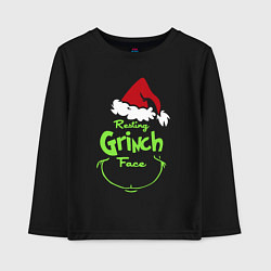 Лонгслив хлопковый детский Resting Grinch Face, цвет: черный