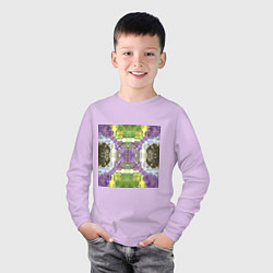 Лонгслив хлопковый детский Коллекция Фрактальная мозаика Фиолетово-зеленый Кв, цвет: лаванда — фото 2