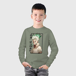 Лонгслив хлопковый детский Доктор Стоун Сенку Ишигами, цвет: авокадо — фото 2