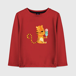 Лонгслив хлопковый детский Тигр с мороженым - символ года, цвет: красный